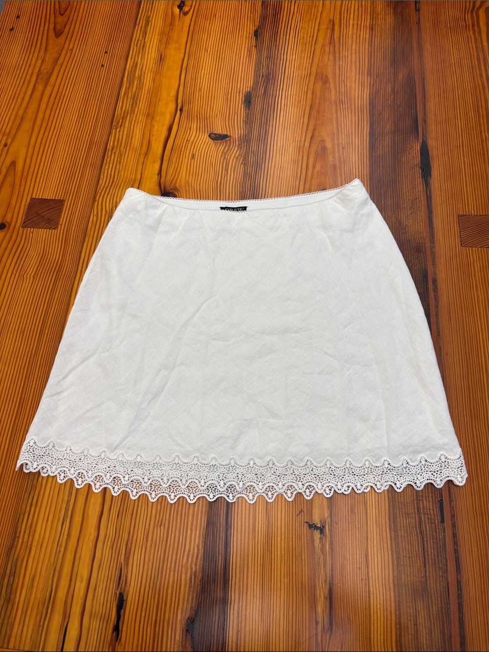 J.Crew Gwen Lace-Trim Slip Skirt With Elastic Waist Band in 100% Linen Large